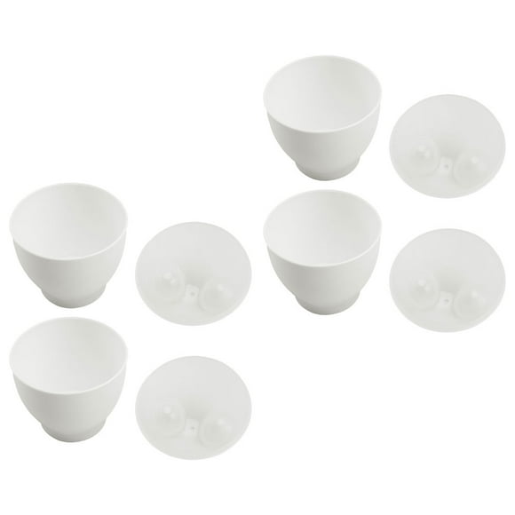 MLINS 4 Pcs Stainless Steamed Egg Cup Breakfast Cooking Utensil 9.50X6.50X6.50CM White