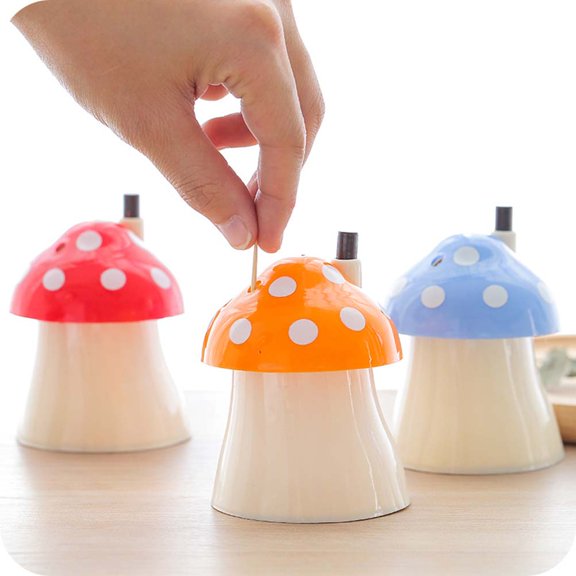 MLINS 4 Pcs Toothpick Holder Container Toothpicks Cartoon Mushroom