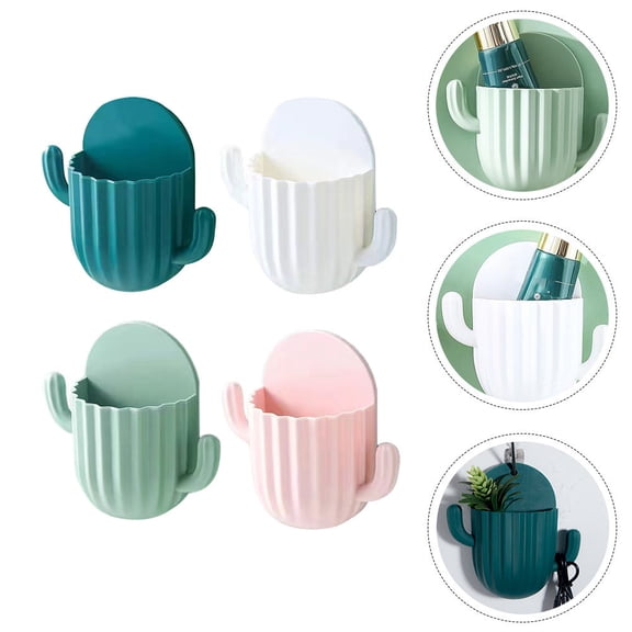 MLINS  4 Pcs Wall Storage Rack Cactus Bathroom Organizer Accessories