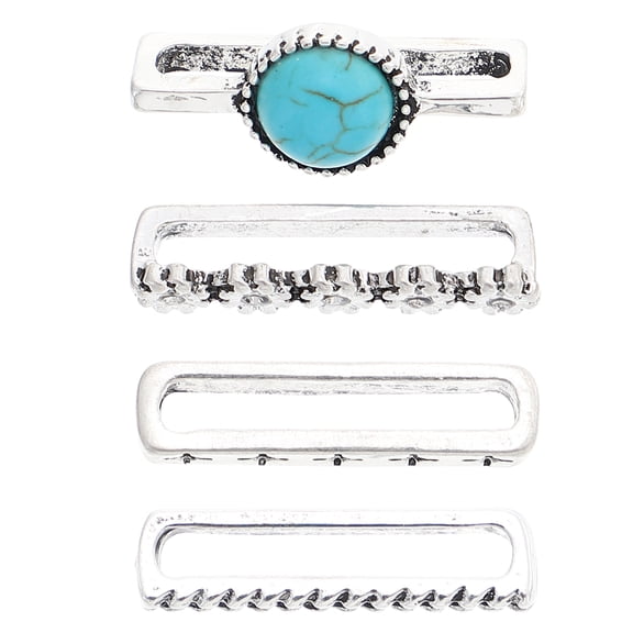 DINHEAROM 4Pcs Decorative Watchband Charm Metal and Stone Watch Accessory for Silicone Watchband