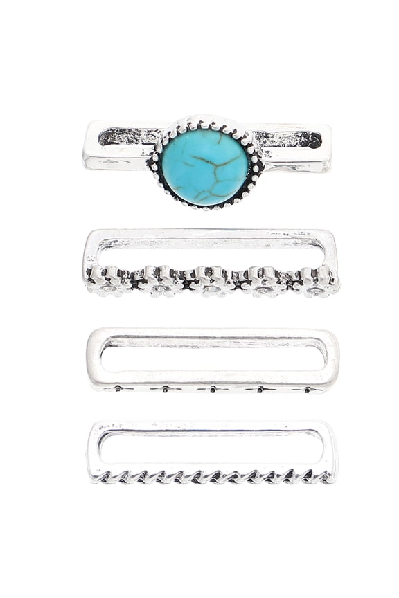 4Pcs Decorative Watchband Charm Metal and Stone Watch Accessory for Silicone Watchband