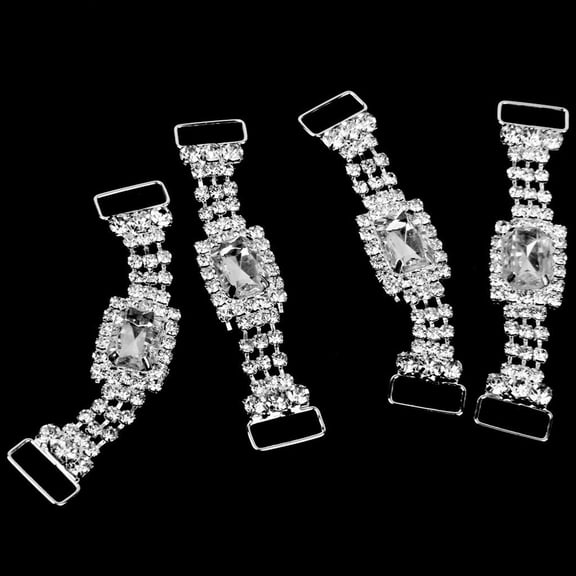 YUYUETIME 4Pcs Banquet Napkin Holder White Alloy with Rhinestones