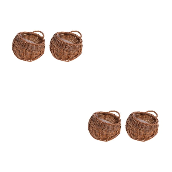 MLINS 4 Pcs  Woven Hanging Basket Rattan Wicker Handed Storage Basket Woven Hanging Basket for Wedding Wall