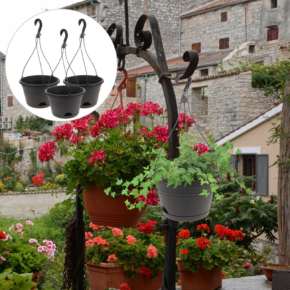 MLINS  4 Pcs for Indoor Plants Stackable Hanging Planters Balcony Black