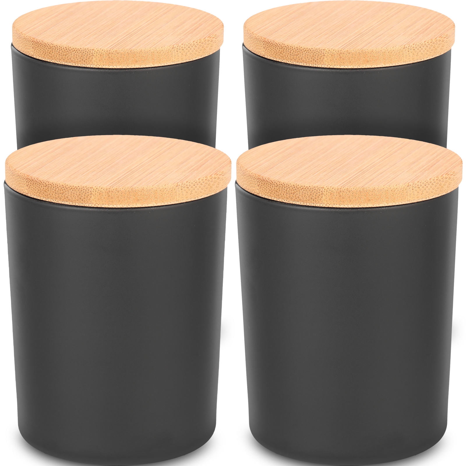 FELTECHELECTR Glass Tins Black For present Givers Home Use 4 Sets 3.73X2.67X2.67in