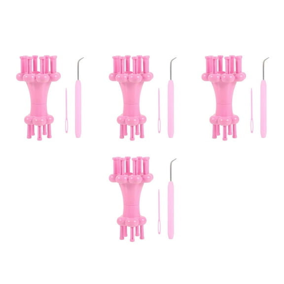 MLINS 4 Sets Knit Spool French Knitter Yarn Cord Rope Weaving Tool with Crochet Hook for Knitting Crafts