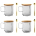 thumbnail image 1 of MLINS 4 Sets  of Glass Coffee Mug Clear Water Mug with Lid and Spoon Glass Water Cup for Home Office, 1 of 8