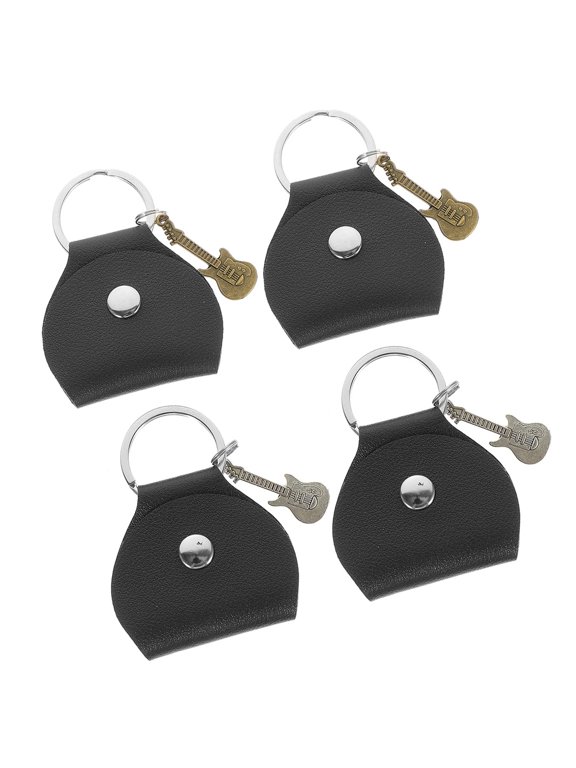 Guitar Pick Holder Keychain Made of Durable PU Stores Multiple Picks Fashionable Design with Guitar