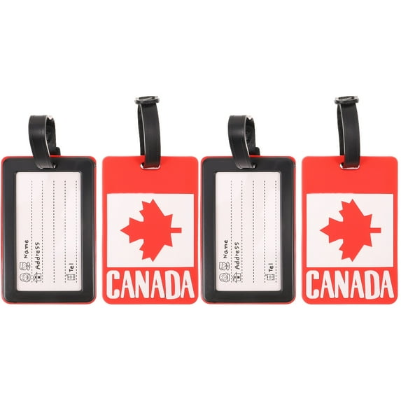 MLINS 4 pcs  Luggage Hanging Label Suitcase Checked Tag Canada Flag Suitcase Boarding Tag Accessory