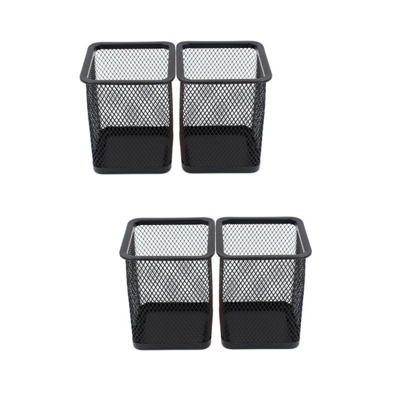 MLINS 4 pcs Metal Pen Pot Square Mesh Pencil Holder Container Organizer ...