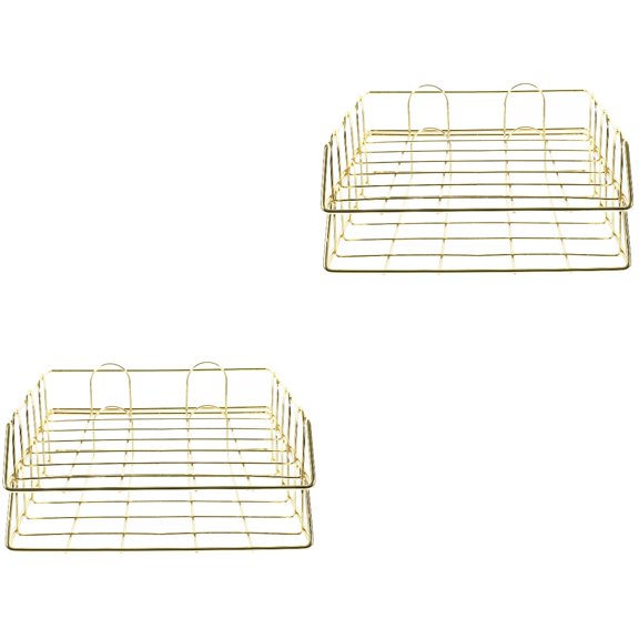 MLINS 4-Pack Metal Office File Organizer Baskets for Desk, Document Holder and Workspace Storage Solution