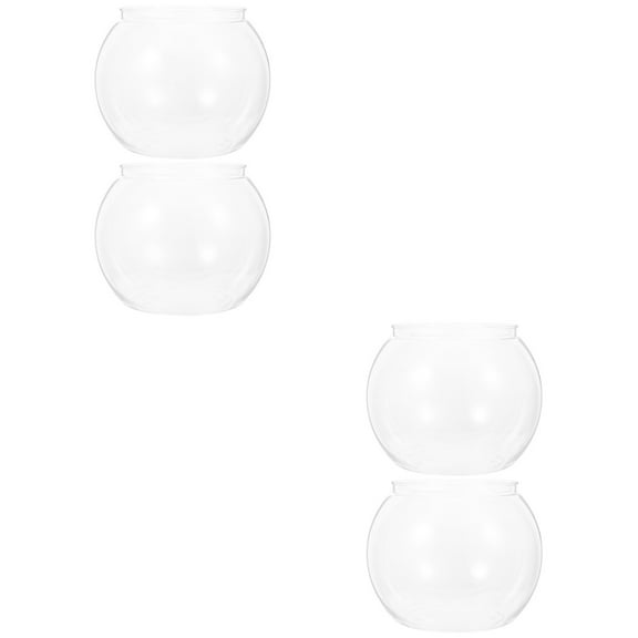 MLINS 4 pcs Plastic Fish Bowls Transparent Small Plastic Fish Tank Shatterproof Round Aquarium