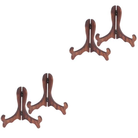 MLINS 4 pcs  Plate Display Stand Dish Easel Rack Desktop Display Holder Wood Easels