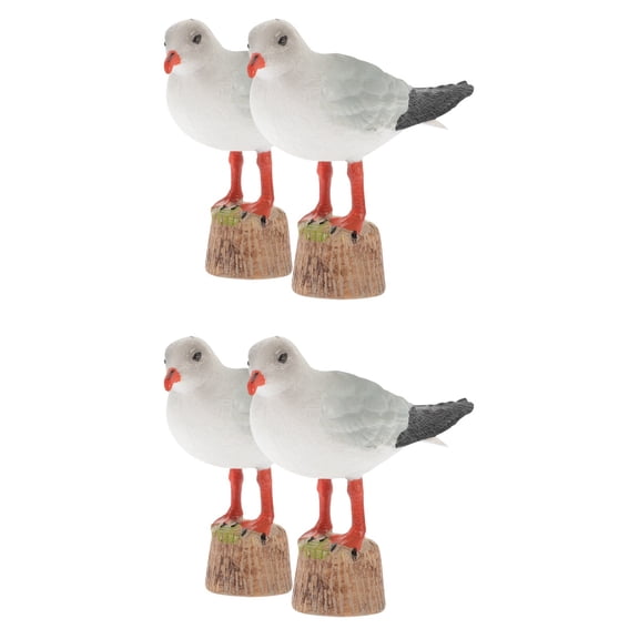 MLINS Set of 4 Seagull Statues Decorative Plastic Nautical Bird Figurines for Garden, Home, Outdoor Craft Decor