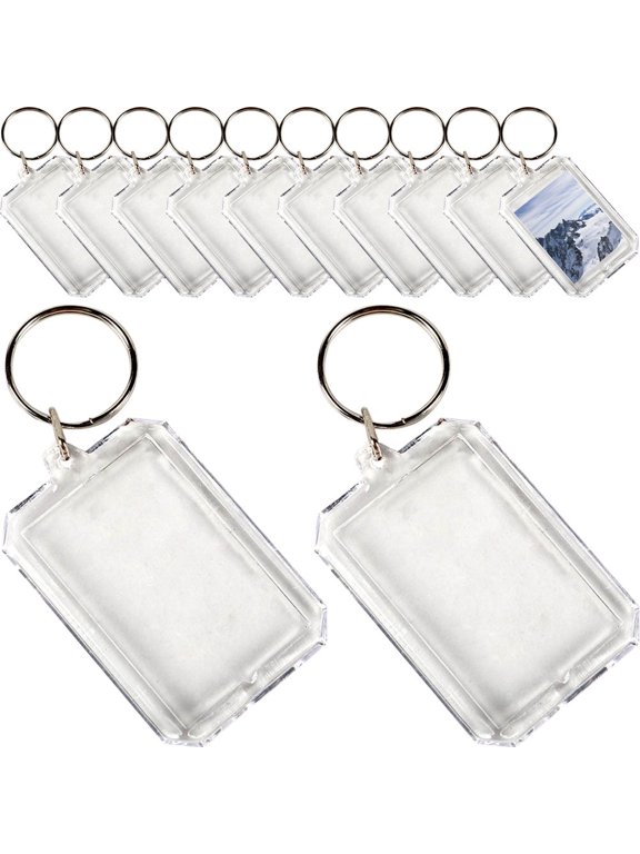 Compact Blank Keychain Acrylic Clear Key Chains 40-Pcs 2.2x1.6in