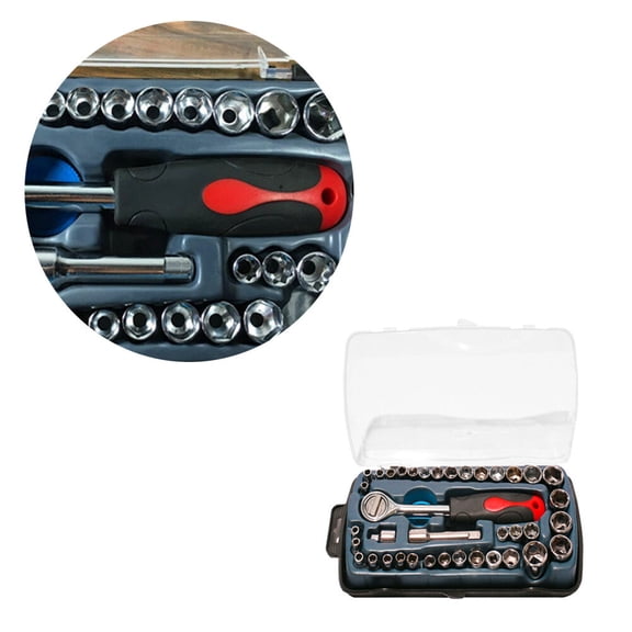 YUYUETIME Carbon Steel Tool Box Set 40Pcs Black for Motorcycle and Car Repair