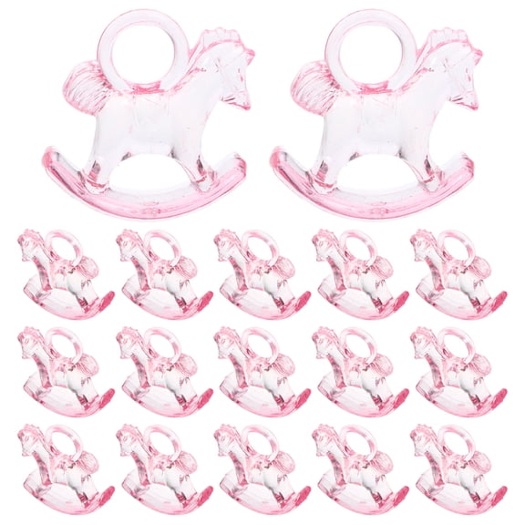 KONTONTY Rocking Horse Decor Baby Nursery Adornment Pink 48Pack