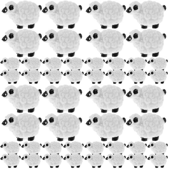 MLINS 48 pcs Mini Sheep Ornaments Miniature Animals Figurines Micro Scene Models Dollhouse Miniatures