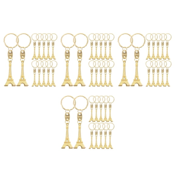 MLINS 48 pcs  Retro Keyring Eiffel Tower Key Chain Mini Keychain Pendant Decorations (Golden)