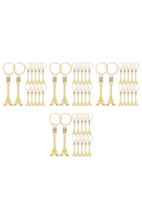 48 pcs Retro Keyring Eiffel Tower Key Chain Mini Keychain Pendant Decorations (Golden)