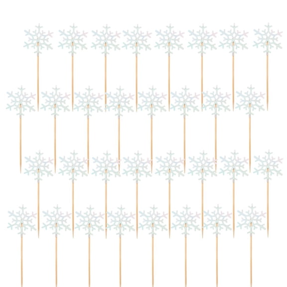 MLINS 48pcs Christmas Snowflake Cake Toppers Glittering Cake Picks Cupcake Decor Party Supplies for Wedding Birthday Festival