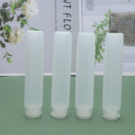MLINS 4PCS 50ML Empty White Plastic Portable Squeeze Bottles Refillable Cosmetics Tube Container Storage with for Facial Cleaner Shampoo Shower Gel Lotion Hand Cream