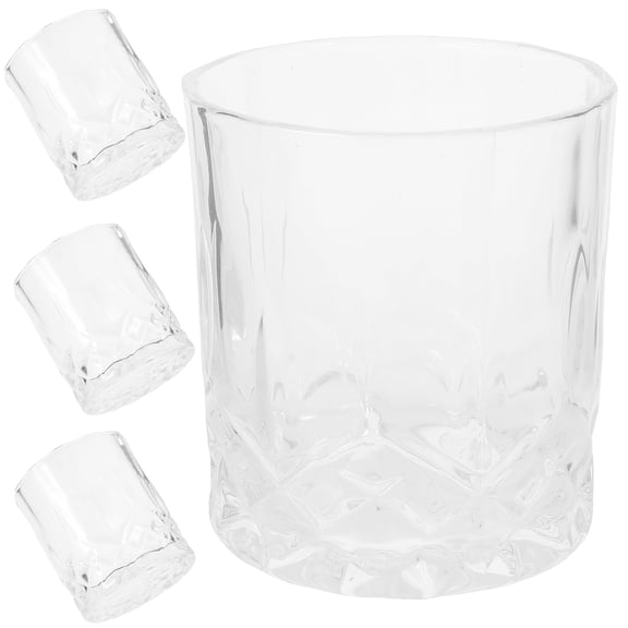 AURARMLET Clear Glass Short Cups for Wine Storage and Serving, Transparent Everyday Drinking Glassware Set