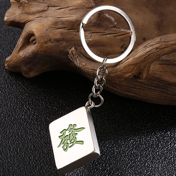 MLINS 4Pcs Diy Pendant Mahjong Keychains Zinc Alloy Rectangular Material