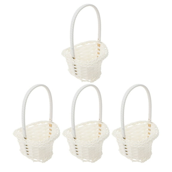 Milisten Portable Flower Basket Woven White Plastic Household Users 4Pcs 5.9X3.5X3.1in