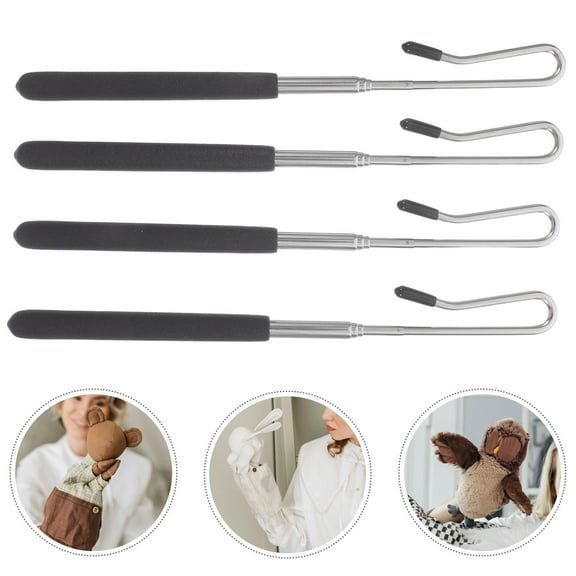 MLINS 4pcs Adjustable Puppet Control Hand Rod Extendable Metal Puppet Arm Control Sticks Hand Puppet Accessories for Performances Adjustment Rage 20-55cm