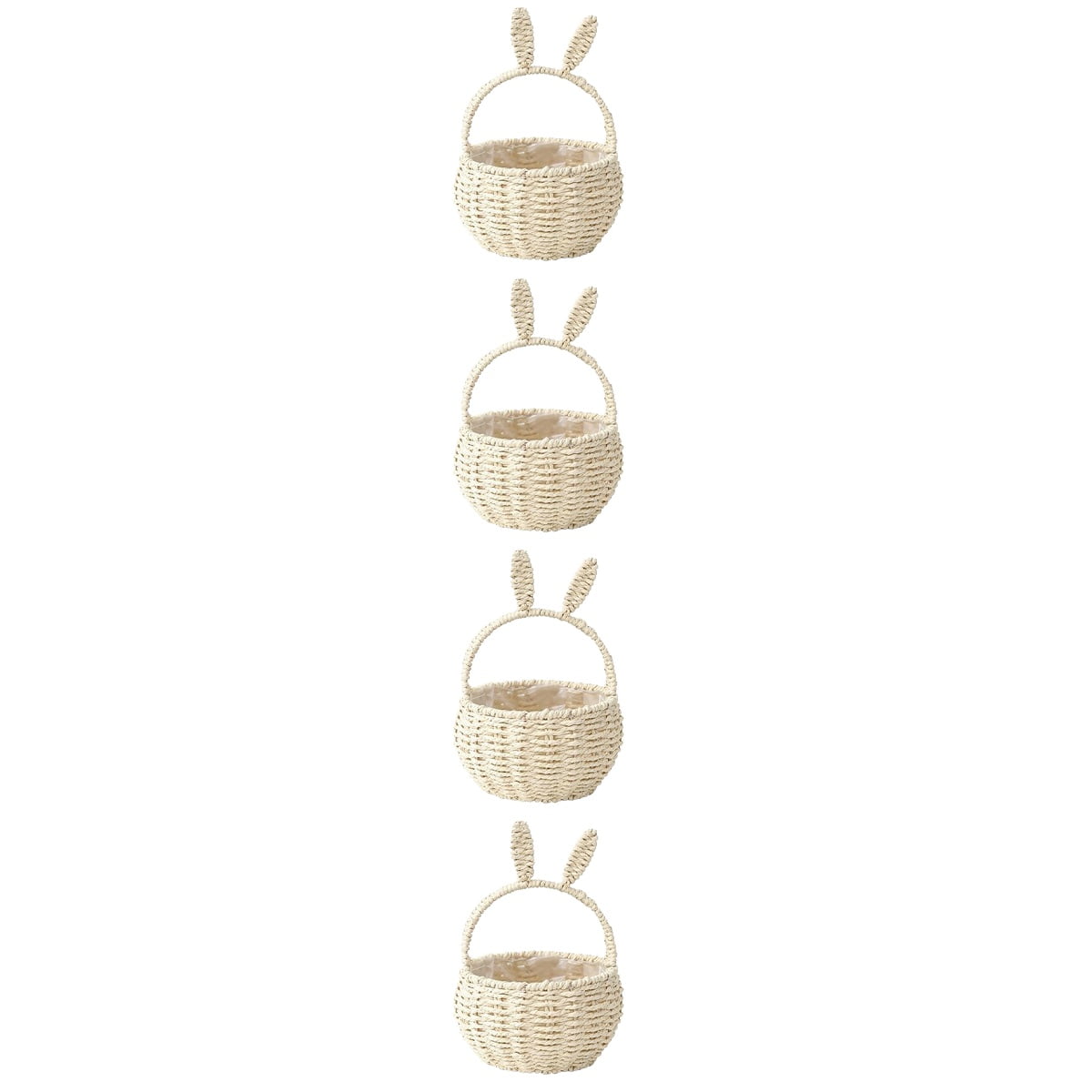MLINS 4pcs Bunny Woven Basket Easter Party Treats Basket Handheld Woven Storage Basket With Handle