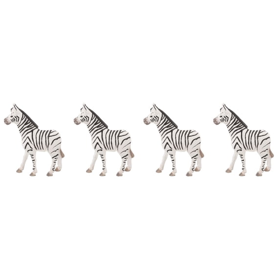 MLINS 4pcs Carving Zebra Statue Wooden Carved Animal Figurine Wood Carved Animal Decoration
