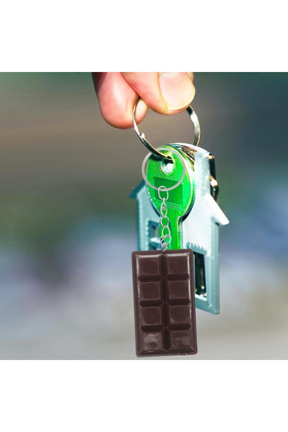Funny Chocolate Keychain PVC Accessory for Women and Couples Cute Bag Charm for Decor Coffee Color 4pcs
