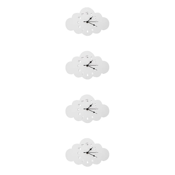 MLINS 4-Piece Fashion Wall Clock, Modern Cartoon Cloud Shape Silent Wall Clock for Home Decor, Bedroom, Living Room