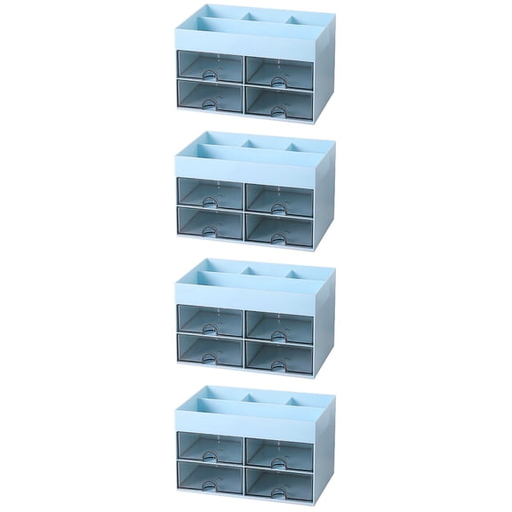 MLINS 4-Pack Desk Organizer with Multi-Layer Drawers, Desktop Storage Case for Stationery, Office Supplies Holder
