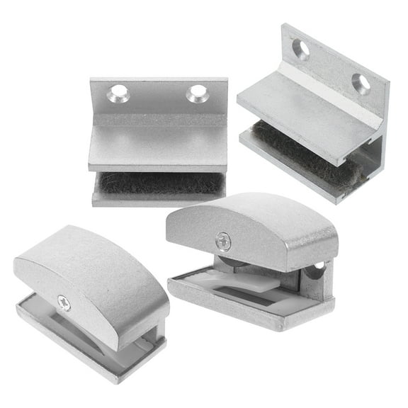 MLINS 4pcs Door Bottom Guide Sliding Door Track Runner Glass Door Bottom Retainer Smooth and Quiet Sliding Door Fixation Silver