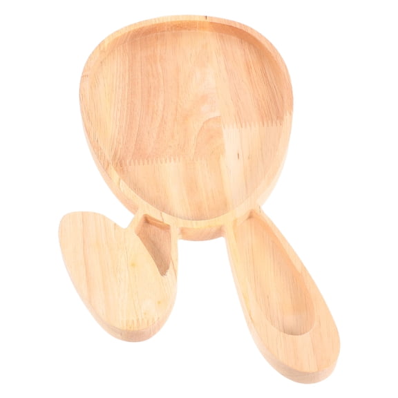 MLINS 4pcs Easter Wooden Rabbit Plate Adorable Wooden Tray Snack Fruit Tray for Parties Holidays Dinners
