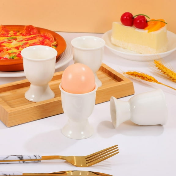4pcs Ceramic Egg Cups for Boiled Eggs Modern Tabletop Holders Pottery Design for Breakfast