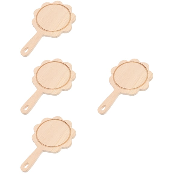 MLINS 4pcs Food Serving Tray Portable Steak Tray Handheld Pizza Tray Restaurant Pizza Peel Wood Pizza Paddle