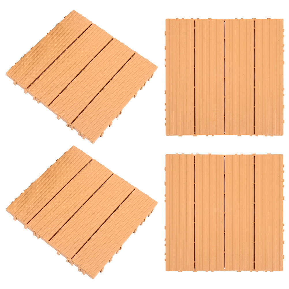 MLINS 4pcs Imitation Wood Interlocking Decking Floor Interlocking Deck ...