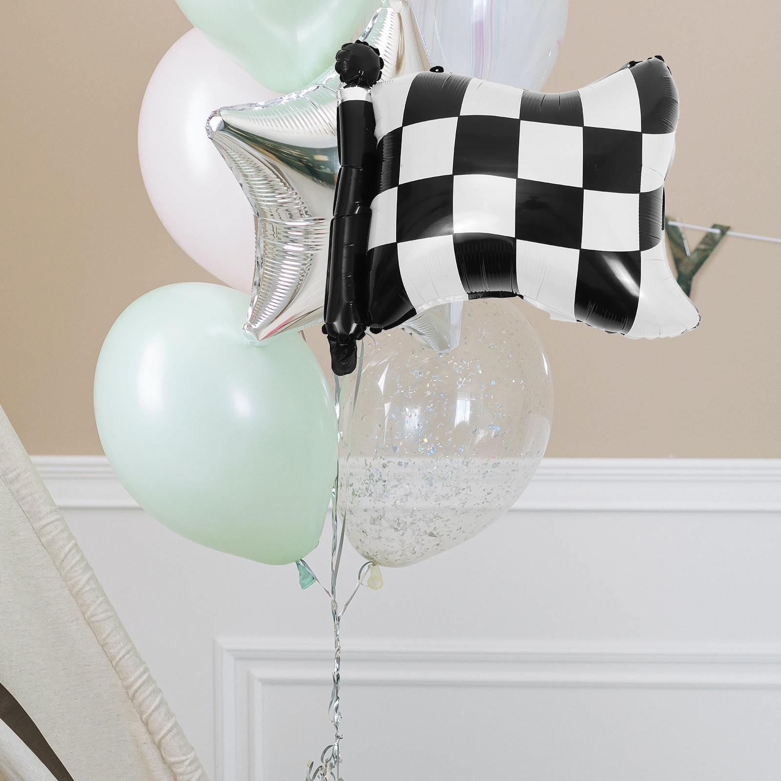 MLINS 4pcs Checkered Balloons Racing Flag Shape Party Decoration Racing ...