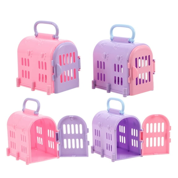 MLINS 4pcs Miniature Pet Travel Box Dollhouse Realistic Animal Carrier for Small Dogs and Cats Doll Toys Kids Pretend Play Pet Travel Cage Color