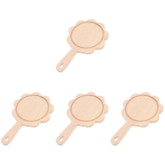 MLINS 4pcs Multipurpose Steak Tray Pizza Wooden Paddle Multi-function Bread Tray Food Wood Plate for Home