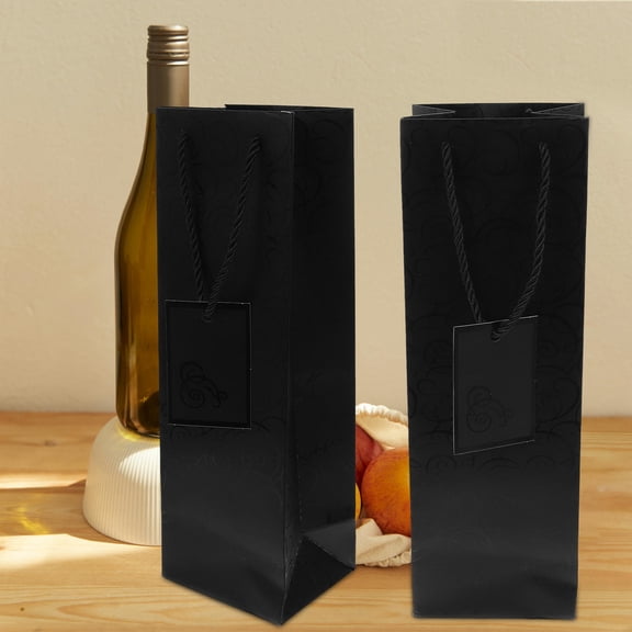 MLINS 4pcs Paper Wine Bags With Handles Wine Bottle Storage Bags Whiskey Bottles Carrier Bags Shopping Bags Present Container For Party Retails Bags