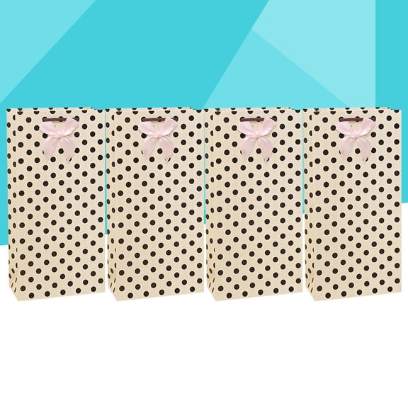 MLINS 4pcs Paper Wine Bottle Bag Dot Pattern Red Wine Bag Double Bottle Tote Bags Gift Bag with Handle for Party