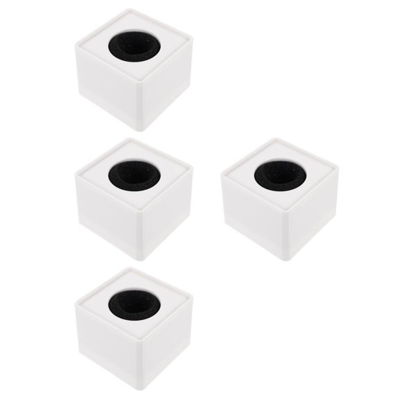 MLINS 4pcs Portable ABS Injection Molding Square Cube Shaped Interview Mic Microphone Logo Flag Station Logo (White)
