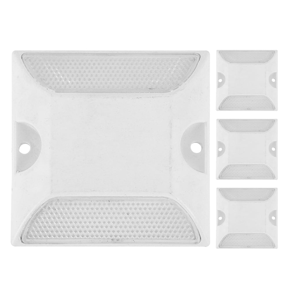 MLINS 4pcs Reflective Driveway Reflectors White Plastic Pavement Markers Asphalt Lane Markers Highway Reflective Safety Sign for Safety