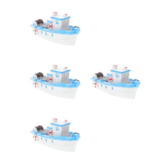 MLINS 4pcs Resin Mini Boat Decor Detailed Nautical Sailboat Decor Miniature Sailing Boat Model Beach Theme Decoration Resin Craft Miniature Boat Ornament