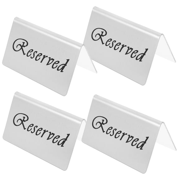 MLINS 4pcs Silver Stainless Steel Reserved Table Tent Signs for Party Use Elegant Design