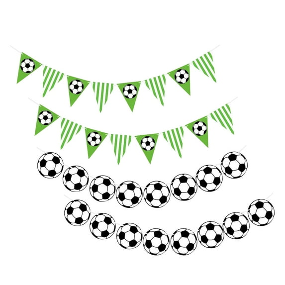 MLINS 4pcs Soccer Pennant Banner Soccer Party Decorations Triangle Pennant Flags Soccer Theme Party Supplies For Birthday Sports Events Football Party